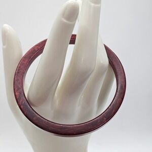 Vintage Bakelite Marbled Burgundy Bangle Bracelet Tested Oxblood Art Deco 7.5"